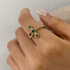 Stainless Steel Inlaid Zirconium Cross Snake Geometric Ring Electroplated Jewelry Wholesale