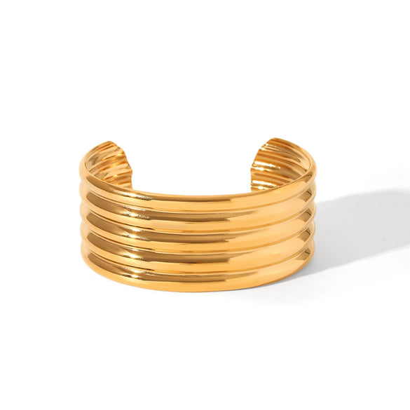 Stainless Steel Ins Style Geometric Bow Open Electroplated Women's Bracelet