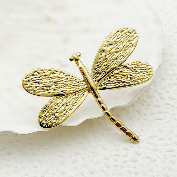 Stainless Steel Insect Dragonfly Embossed Fashion Ring Electroplated