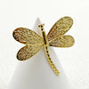 Stainless Steel Insect Dragonfly Embossed Fashion Ring Electroplated