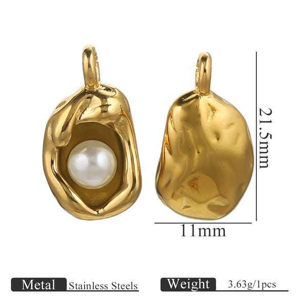Stainless Steel Irregular Base Pearl Totem Geometric Electroplated Pendant Jewelry Accessories For Necklace And Bracelet