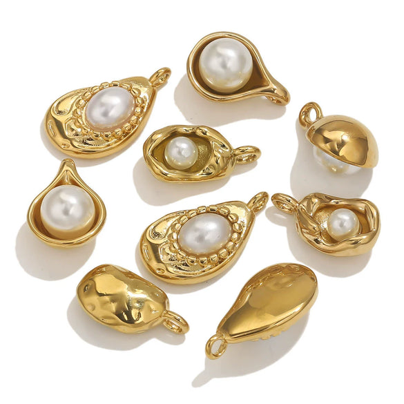 Stainless Steel Irregular Base Pearl Totem Geometric Electroplated Pendant Jewelry Accessories For Necklace And Bracelet