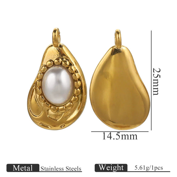 Stainless Steel Irregular Base Pearl Totem Geometric Electroplated Pendant Jewelry Accessories For Necklace And Bracelet