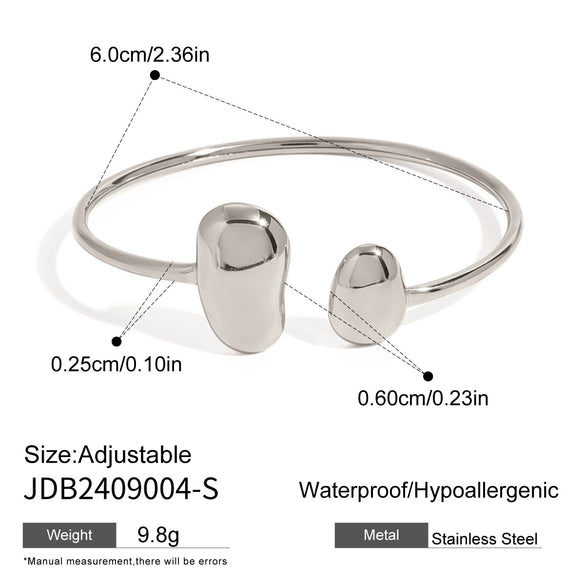 Stainless Steel Irregular Dropshaped Open Bracelet Double Finger Ring Electroplated Geometric Style