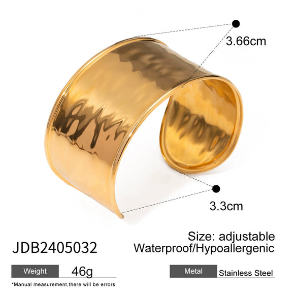 Stainless Steel Irregular Exaggerated Widefaced Open Bracelet Electroplating Geometric Style