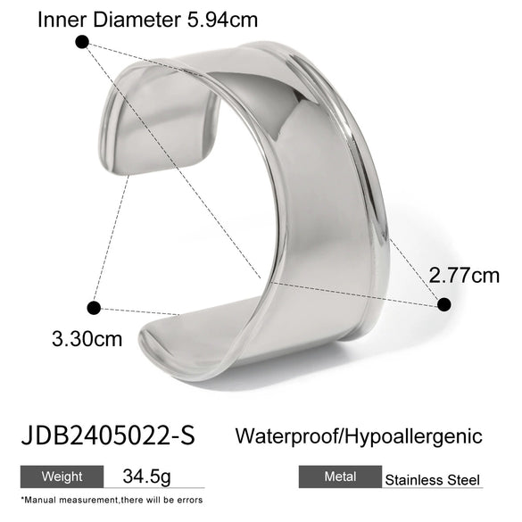 Stainless Steel Irregular Exaggerated Widefaced Open Bracelet Electroplating Geometric Style