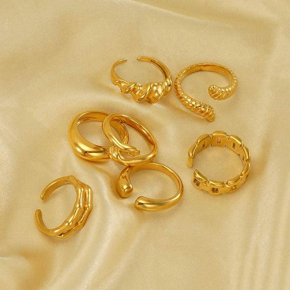 316L Stainless Steel Irregular Geometric Opening Adjustable Ring Unisex Electroplated