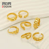 316L Stainless Steel Irregular Geometric Opening Adjustable Ring Unisex Electroplated