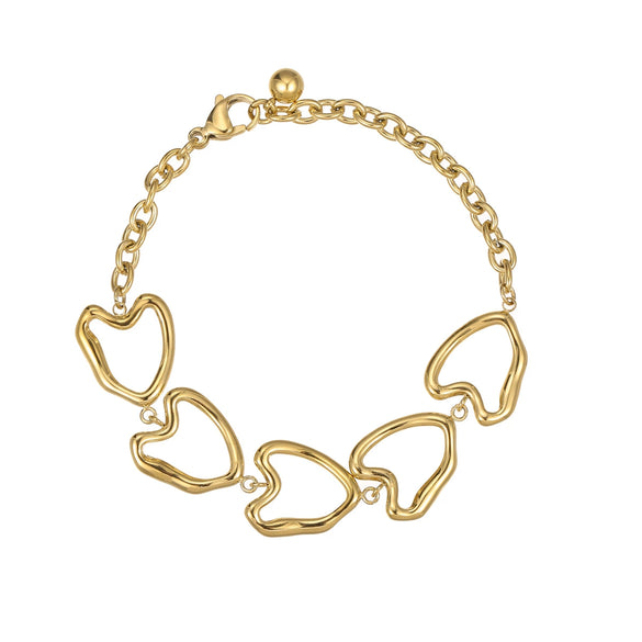 Stainless Steel Irregular Hollow Love Buckle Bracelet Unisex Women's Fashion Minimalist Electroplated