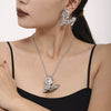 Stainless Steel Irregular Karst Peach Heart Light Luxury Necklace And Earrings Set Pvd Gold Plated