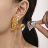 Stainless Steel Irregular Karst Peach Heart Light Luxury Necklace And Earrings Set Pvd Gold Plated