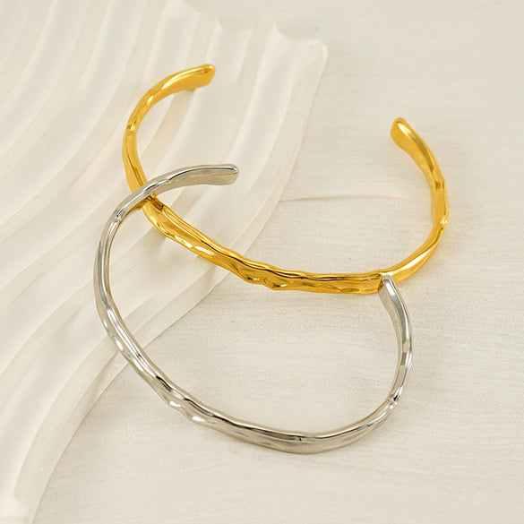 316L Stainless Steel Irregular Lava Adjustable Women's Bracelet With Electroplating
