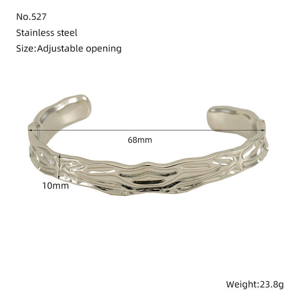 316L Stainless Steel Irregular Lava Adjustable Women's Bracelet With Electroplating