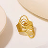 Stainless Steel Irregular Ring With Wave U Shaped Geometric Patterns And Electroplating Unisex Ins Style