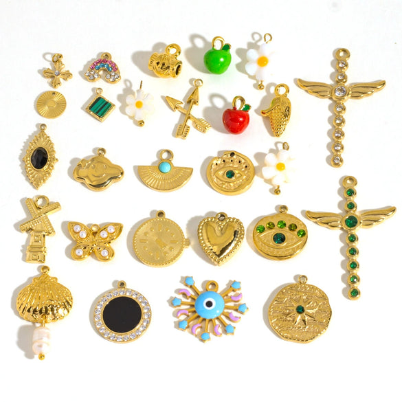 Stainless Steel Jewelry Accessories Apple Cross Love Diamond Oil Drop Shell Joker Pendant Electroplating