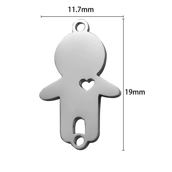 Stainless Steel Jewelry Accessories Double Hole Heart Pendant With Electroplating And Polished Finish