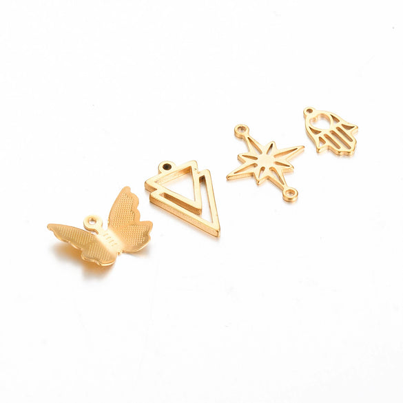 Stainless Steel Jewelry Accessories Geometric Butterfly Cut Out Sixpointed Star Palm Heartshaped Triangle Diy Necklace Bracelet Electroplated