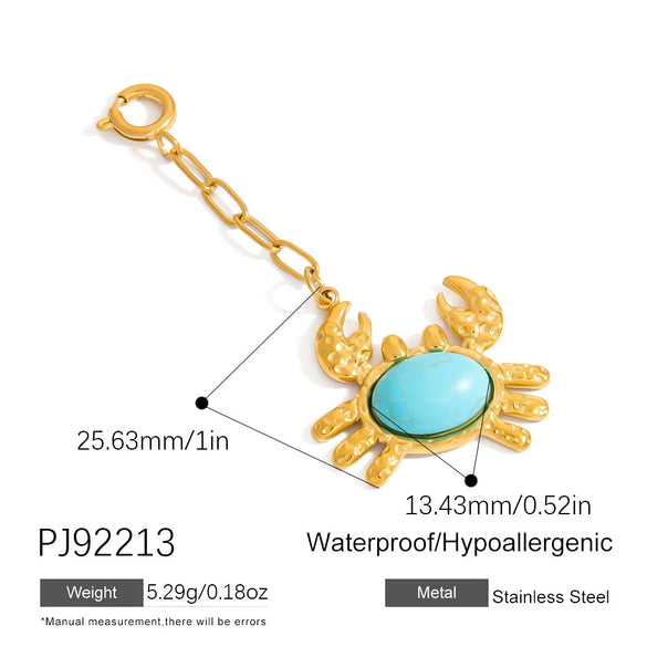 Stainless Steel Jewelry Accessories Handmade Marine Series Natural Stone Pendant Electroplated Bikini Buckle