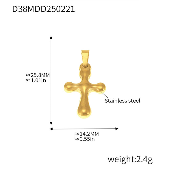 316L Stainless Steel Jewelry Accessories Marine Series Love Cross Pendant With Heart And Flower Patterns Electroplated