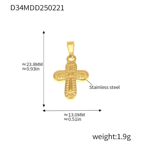 316L Stainless Steel Jewelry Accessories Marine Series Love Cross Pendant With Heart And Flower Patterns Electroplated