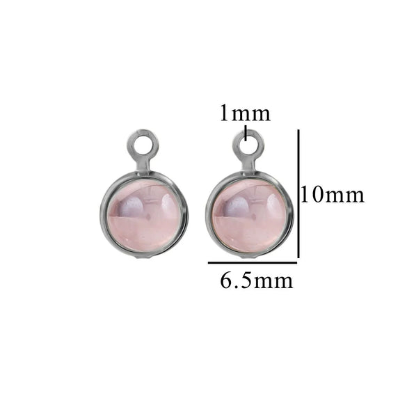 Stainless Steel Jewelry Accessories Natural Geometric Round Birthstone Necklace Earrings Electroplated
