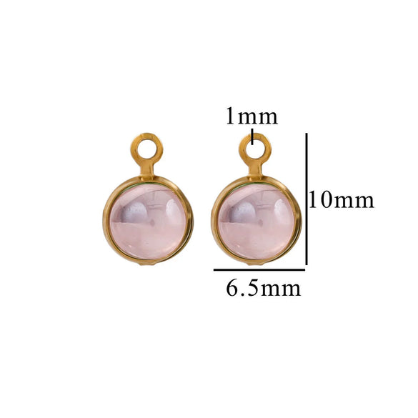 Stainless Steel Jewelry Accessories Natural Geometric Round Birthstone Necklace Earrings Electroplated