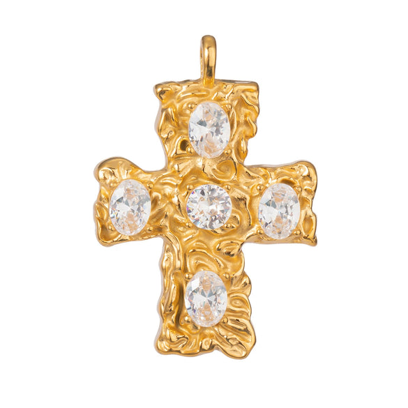 Stainless Steel Jewelry Accessories Pendant Necklace With Diamond Electroplated