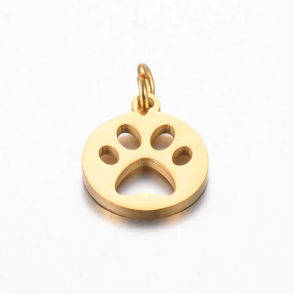 Stainless Steel Jewelry Accessories Pendant With Polished Cut Out Love Letter Cat Paw Dog Paw And Geometric Shape Electroplated
