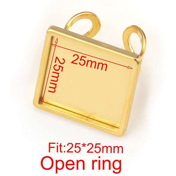 Stainless Steel Jewelry Accessories Ring Round Square Rectangular Tray Geometric Original Design 18K Gold Plated Diy