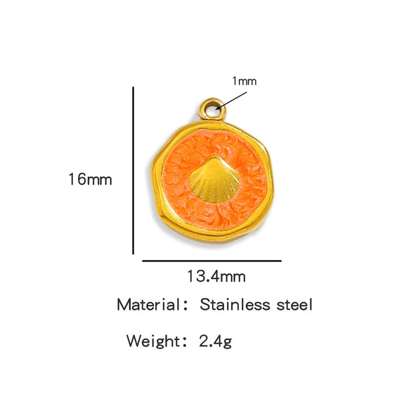 Stainless Steel Jewelry Accessories Shell Shape Vacuum Plated Dripping Oil Bracelet Necklace Earrings Pendant