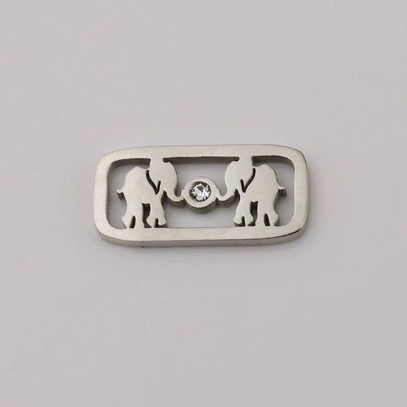 Stainless Steel Jewelry Accessories Square Elephant Hollow Pendant Mirror Polished