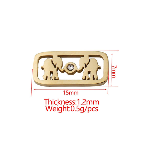 Stainless Steel Jewelry Accessories Square Elephant Hollow Pendant Mirror Polished