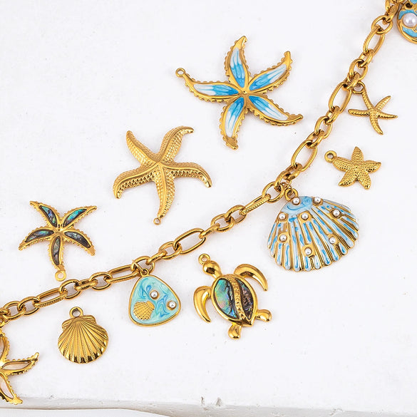 Stainless Steel Jewelry Accessories Starfish Turtle Manta Ray Pendant Electroplated