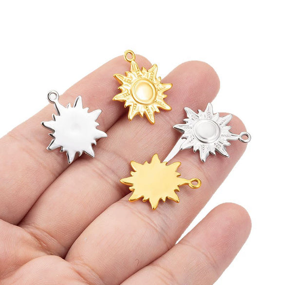Stainless Steel Jewelry Accessories Sun Pendant Fashionable Nonfading Vacuum Furnace Electroplated Necklace Bracelet Diy
