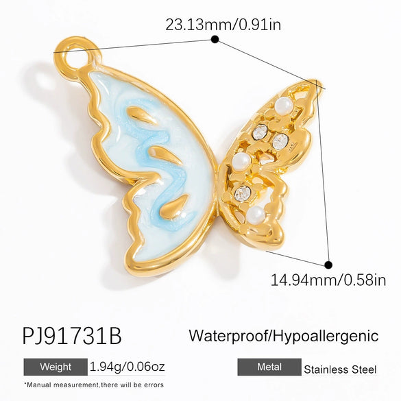 Stainless Steel Jewelry Accessories Sun Seahorse Butterfly Pendant Handmade Dripping Oil Necklace Bracelet Pendant