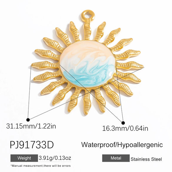 Stainless Steel Jewelry Accessories Sun Seahorse Butterfly Pendant Handmade Dripping Oil Necklace Bracelet Pendant