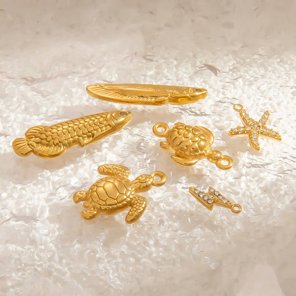 Stainless Steel Jewelry Accessories Turtle Starfish Necklace Bracelet Pendant Electroplated