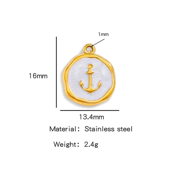 Stainless Steel Jewelry Accessories Vacuum Plated 18K Gold Bracelet Necklace Earrings Pendant Dripping Oil Sailor Style