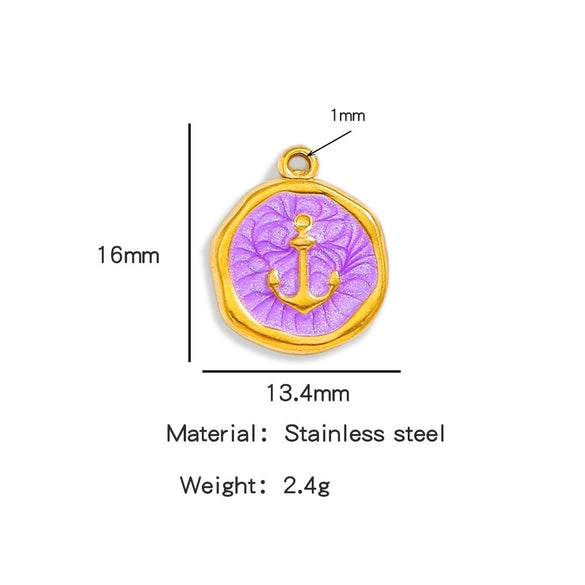 Stainless Steel Jewelry Accessories Vacuum Plated 18K Gold Bracelet Necklace Earrings Pendant Dripping Oil Sailor Style