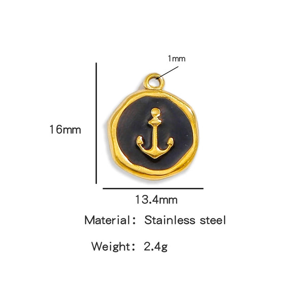 Stainless Steel Jewelry Accessories Vacuum Plated 18K Gold Bracelet Necklace Earrings Pendant Dripping Oil Sailor Style