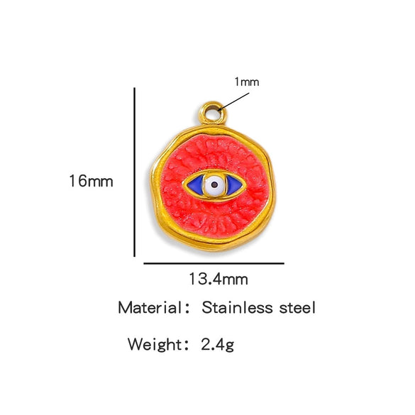 Stainless Steel Jewelry Accessories Vacuum Plated 18K Gold Bracelet Necklace Earrings Pendant With Devil's Eye Shape And Dripping Oil Design