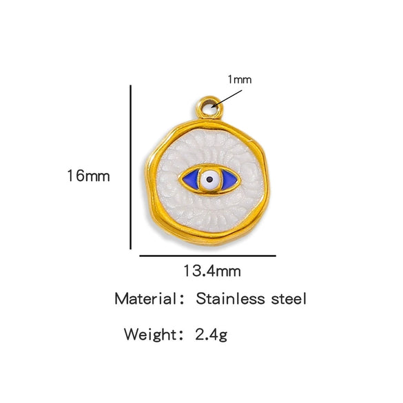 Stainless Steel Jewelry Accessories Vacuum Plated 18K Gold Bracelet Necklace Earrings Pendant With Devil's Eye Shape And Dripping Oil Design