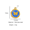 Stainless Steel Jewelry Accessories Vacuum Plated 18K Gold Butterfly Heart Dripping Oil Style Bracelet Necklace Earrings Pendant