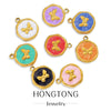Stainless Steel Jewelry Accessories Vacuum Plated 18K Gold Butterfly Heart Dripping Oil Style Bracelet Necklace Earrings Pendant