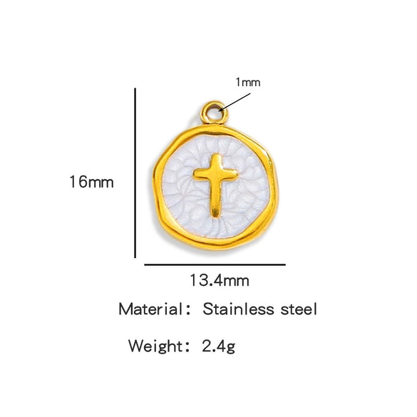Stainless Steel Jewelry Accessories Vacuum Plated 18K Gold Cross Bracelet Necklace Earrings Pendant With Dripping Oil Design