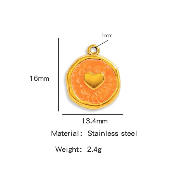 Stainless Steel Jewelry Accessories Vacuum Plated 18K Gold Heart Dripping Oil Bracelet Necklace Earrings Pendant