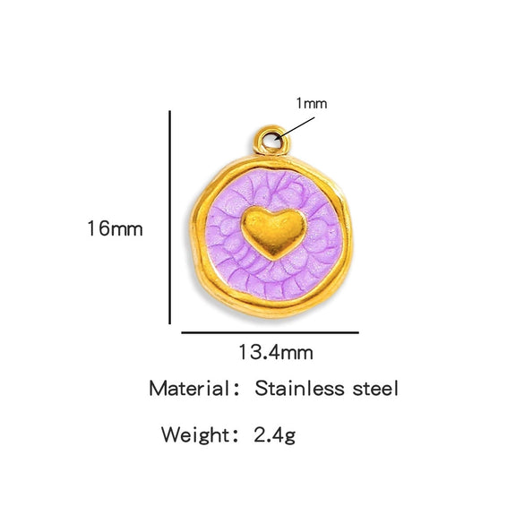 Stainless Steel Jewelry Accessories Vacuum Plated 18K Gold Heart Dripping Oil Bracelet Necklace Earrings Pendant
