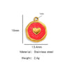Stainless Steel Jewelry Accessories Vacuum Plated 18K Gold Heart Dripping Oil Bracelet Necklace Earrings Pendant