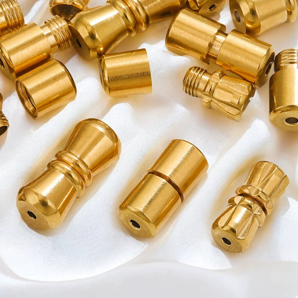 Stainless Steel Jewelry Accessories With Peanut Buckle And Totem Pattern Electroplated