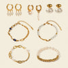 Stainless Steel Jewelry Bracelet And Earrings With Geometric Design And Electroplating For Women